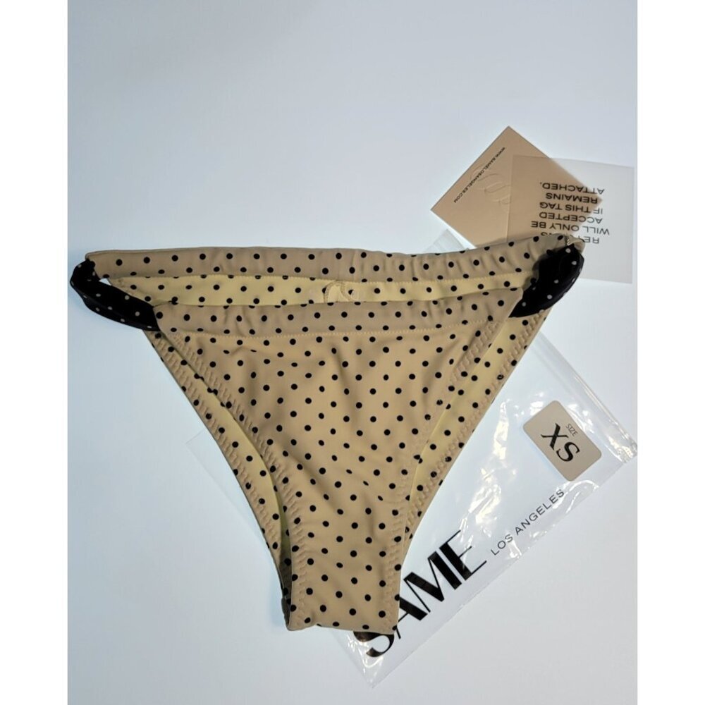 SAME Los Angeles Bottom Swim Womens Mid  Rise Polka Dots XSmall White /black